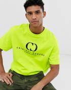 Criminal Damage Oversized T-shirt In Neon Yellow With Logo - Yellow