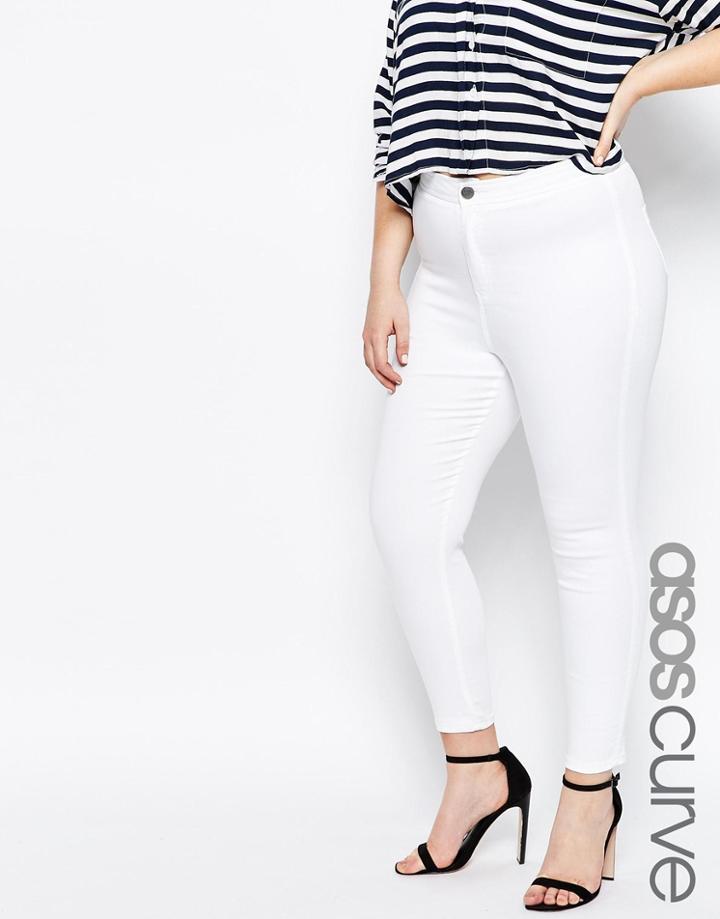 Asos Curve Rivington Jeggings In White - White