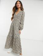 Y.a.s Maxi Dress With Tiered Skirt And Volume Sleeves In Mixed Floral-multi