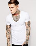 Asos Extreme Fitted Fit T-shirt With Deep V Neck And Stretch - White