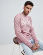 Boss Garment Dyed Crew Neck Sweat In Pink - Pink