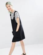 Monki Denim Overall Dress - Black