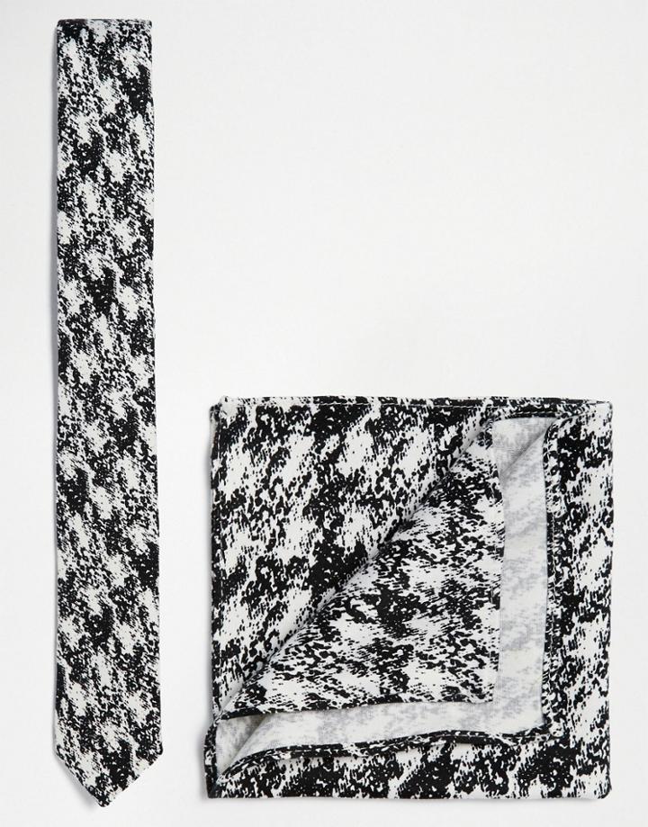 Asos Tie And Pocket Square Pack In Geo Print Save 21% - Black