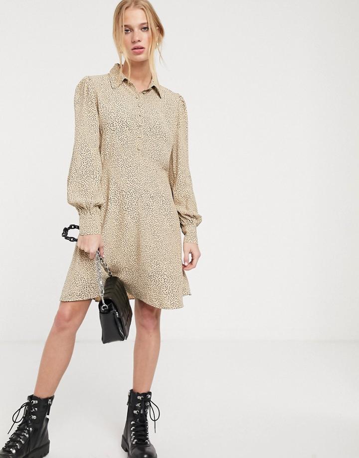 & Other Stories Dot Print Shirt Dress In Beige-neutral
