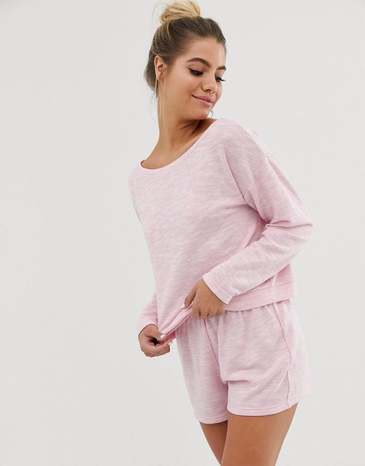 Asos Design Lounge Off Shoulder Sweat And Short Set