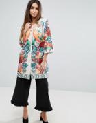 Traffic People 3/4 Sleeve Border Bird Print Jacket - Multi