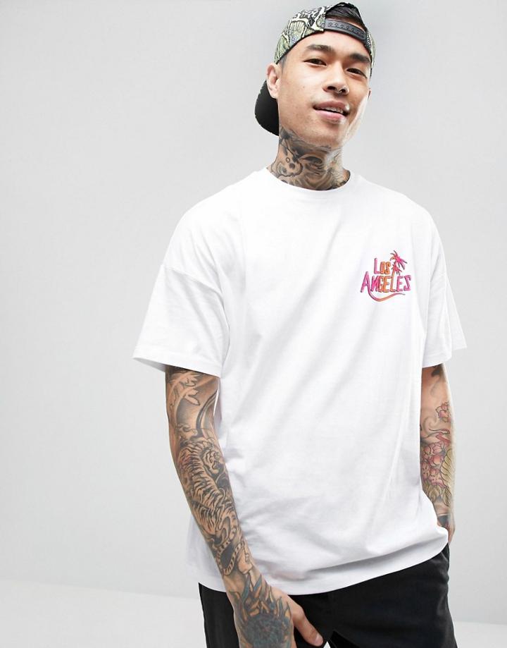 Asos Oversized T-shirt With La Chest Print - White
