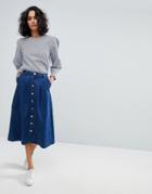 Boss Casual 70's Denim Midi Skirt - Navy