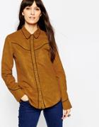 Asos Western Shirt In Faux Suede - Tan