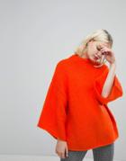 Monki High Neck Wide Sleeve Sweater - Orange