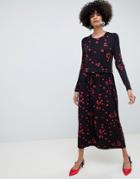 Selected Femme Floral High Neck Midi Dress-multi