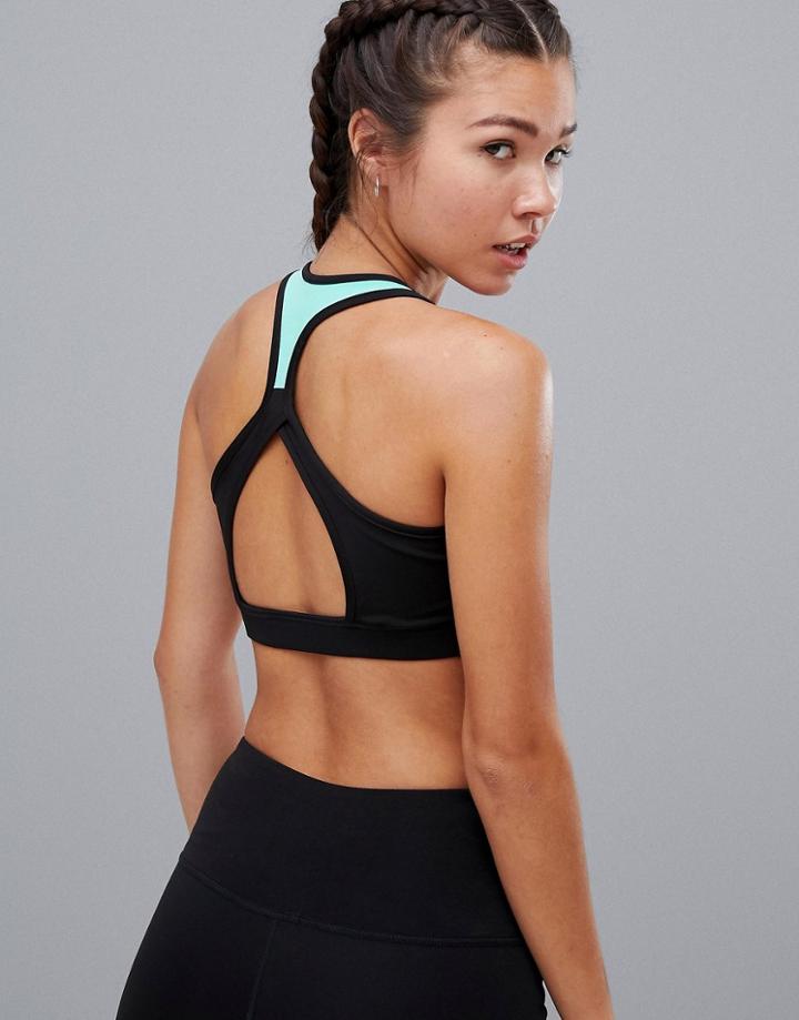 South Beach Color Block Open Back Crop Top - Black