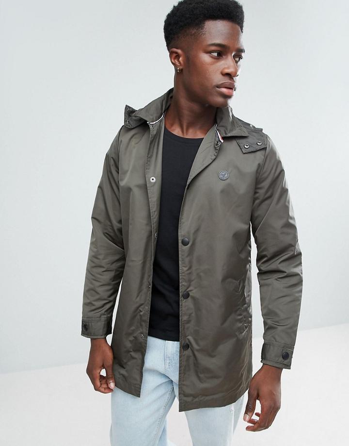 Le Breve Hooded Trench Trench - Green