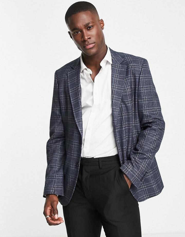 Bolongaro Trevor Slim Suit Jacket In Navy Check