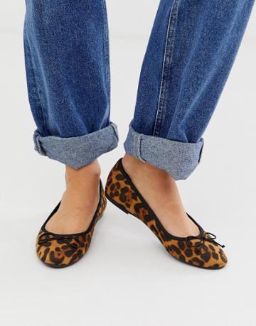 Miss Selfridge Ballerina Shoes In Black - Brown