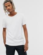 Weekday Dark Raw Edge T-shirt In White