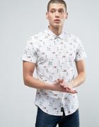 Threadbare Small Palm Space Print Shirt - White