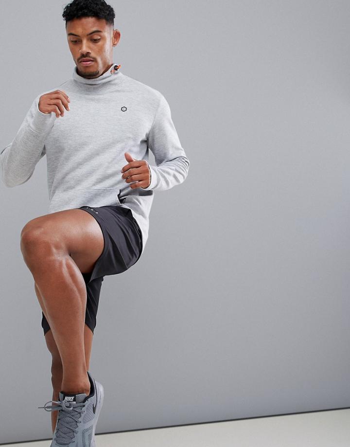 Jack & Jones Core Performance Sweatshirt With Funnel Neck And Thumb Cuffs - Gray