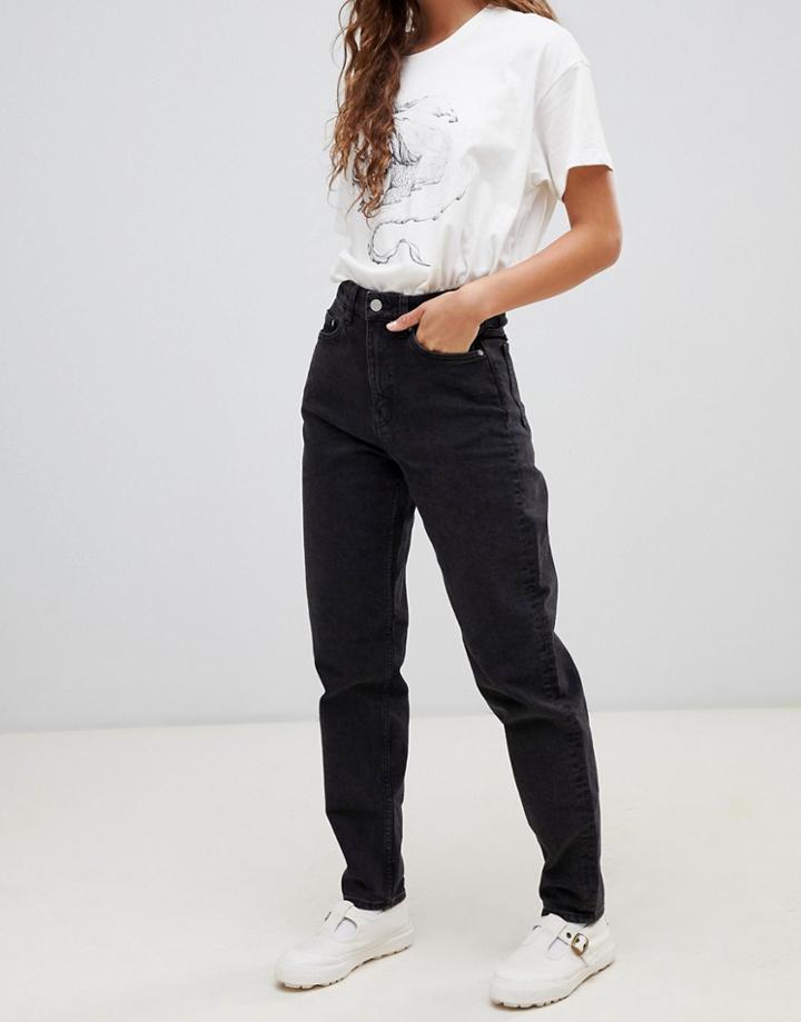 Weekday High Waist Rigid Mom Jean - Black