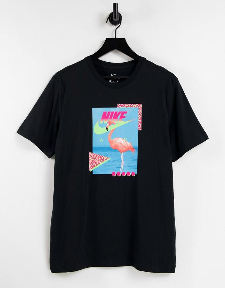 Nike Air Beach Flamingo Graphic T-shirt In Black