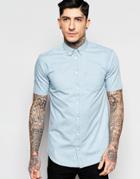 Minimum Shirt In Faded Denim Short Sleeves - Light Blue