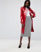 Asos Trench In Cracked Vinyl - Red