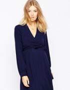 Asos Maternity Tulip Dress With Wrap Belt - Navy