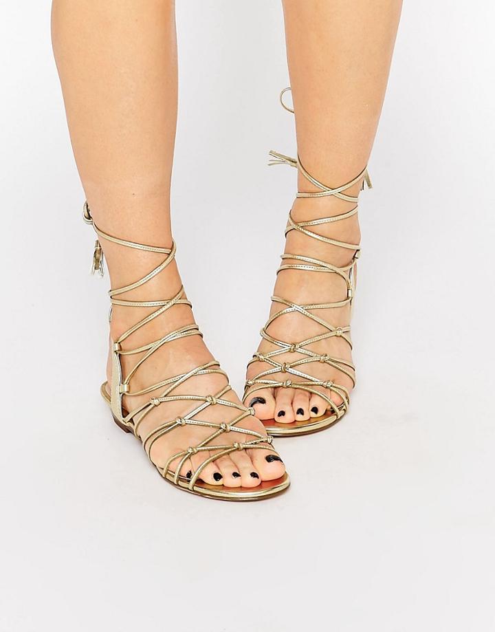 New Look Knotted Wedge Shoe - Gold