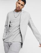 Asos Design Skinny Soft Tailored Blazer In Gray-grey