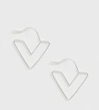 Asos Design Sterling Silver Hoop Earrings In Cut Out Triangle Design - Silver