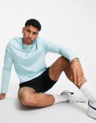 Asos Design Long Sleeve T-shirt With Crew Neck In Aqua-blues