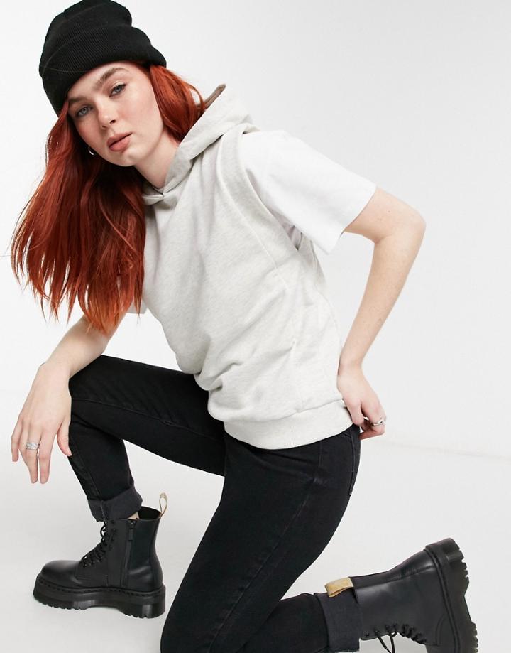 Pull & Bear Hooded Sleeveless Jersey Tank In Gray-grey