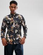 Selected Homme Slim Fit Shirt With All Over Print - Black