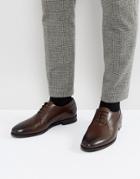Hugo By Hugo Boss Pathos Burnished Leather Toe Detail Oxford Shoe In Brown - Brown