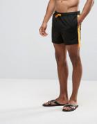 Asos Swim Shorts In Black With Side Tape Detail In Short Length - Black