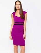 Vesper Evie Pencil Dress With Contrast Waistband - Purple