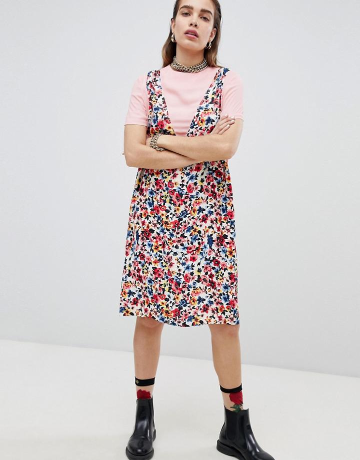 Love Moschino Floral Print Tunic Dress With T-shirt Underlayer - Pink