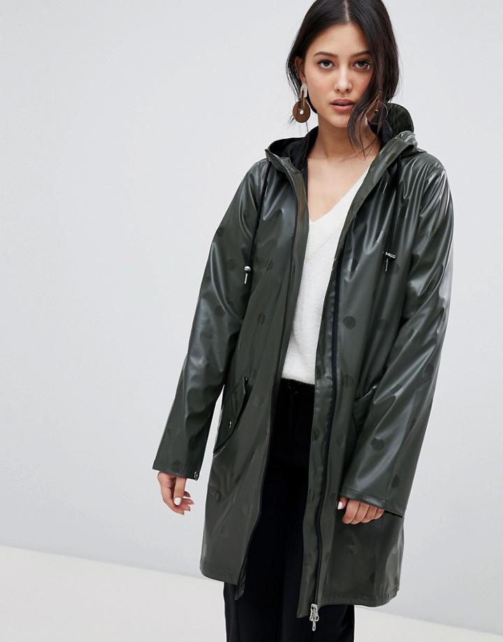 Y.a.s Polka Dot Waterproof Jacket - Green