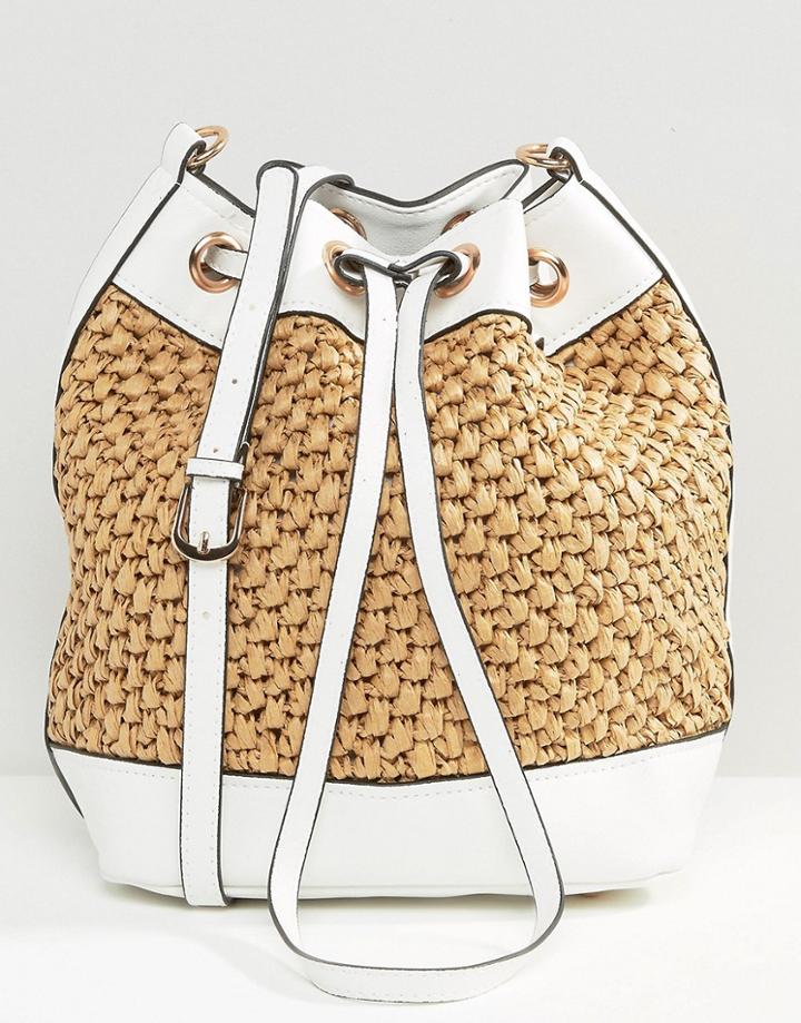 New Look Straw Duffle Bag - White