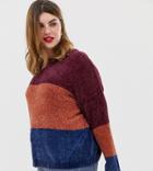 Brave Soul Plus Color Block Chenille Sweater - Multi