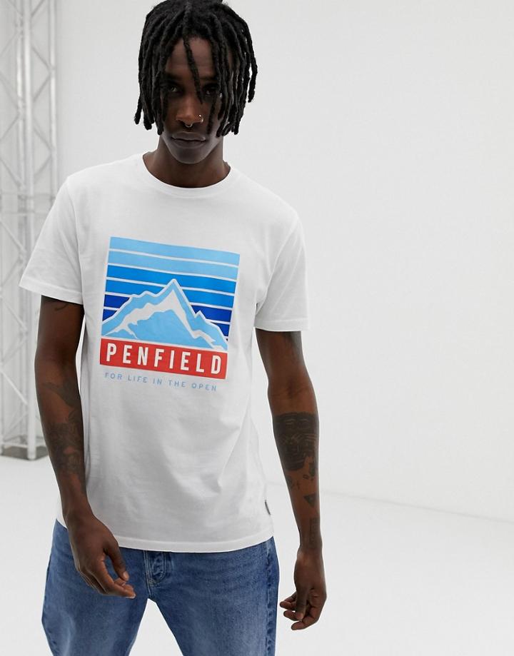 Penfield Mountain Chest Logo Print Crew Neck T-shirt In White - White