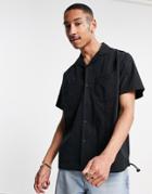 Asos Design Nylon Shirt With Drawstring Hem In Black