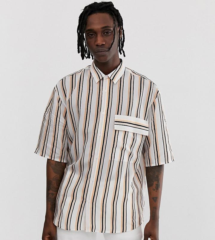 Noak Striped Oversized Shirt - White