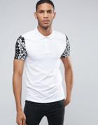 Asos Muscle Polo Shirt In White With Contrast Bandana Print Sleeves - White