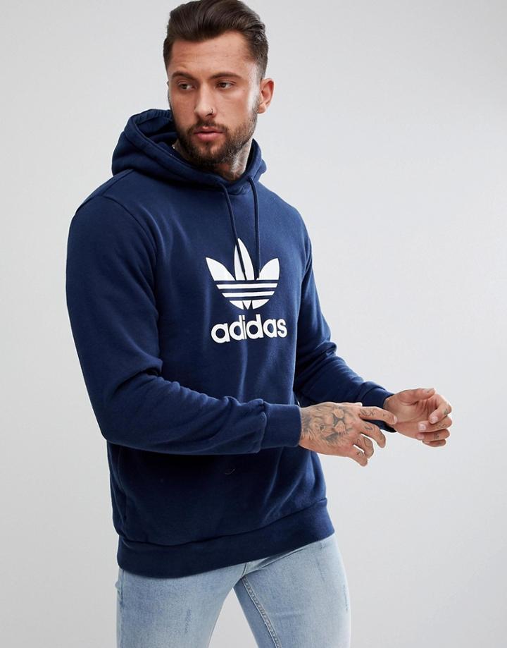 Adidas Originals Adicolor Hoodie With Trefoil Logo In Navy Cx1900 - Navy