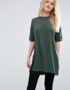 Asos T-shirt With Side Split And Longline Oversized Fit In Textured Je