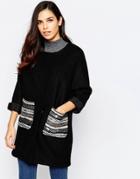 Jovonna Assis Coat With Metallic Pockets - Black