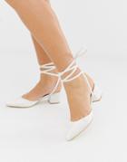 Be Mine Bridal Anya Ivory Satin Mid Heeled Shoes-white