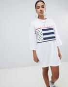 Missguided Slogan Oversized T-shirt Dress In White - White