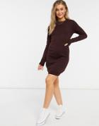 Brave Soul Grunge Crew Neck Sweater Dress In Red